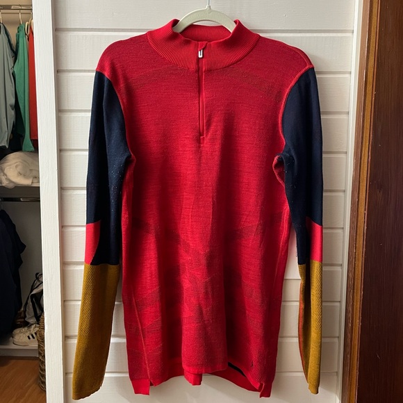 Smartwool Intraknit Thermal Merino Colorblock Quarter-Zip Base Layer Top - Picture 2 of 10